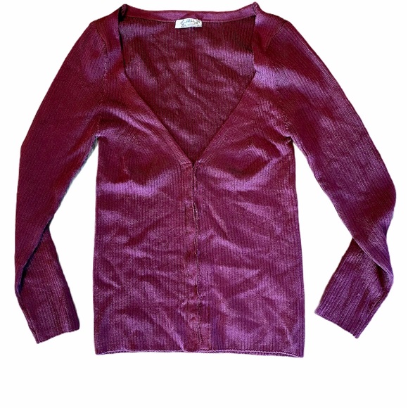 FREE PEOPLE Maya Swit Cardi Burgundy - Picture 4 of 9